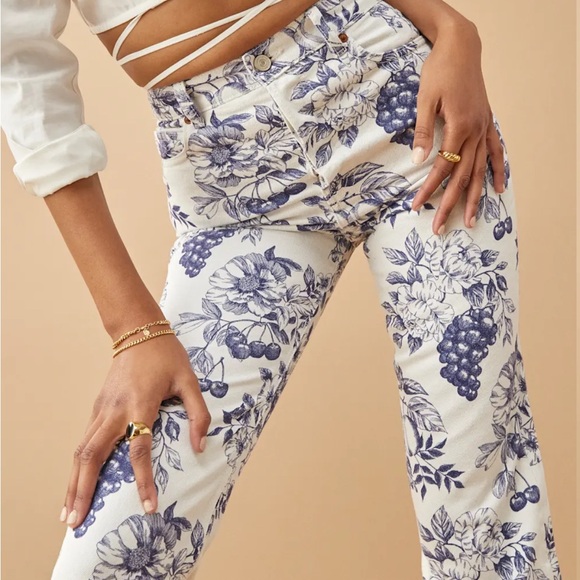 Reformation Cynthia Toile High Rise Straight Jeans Size 24 - Picture 2 of 9